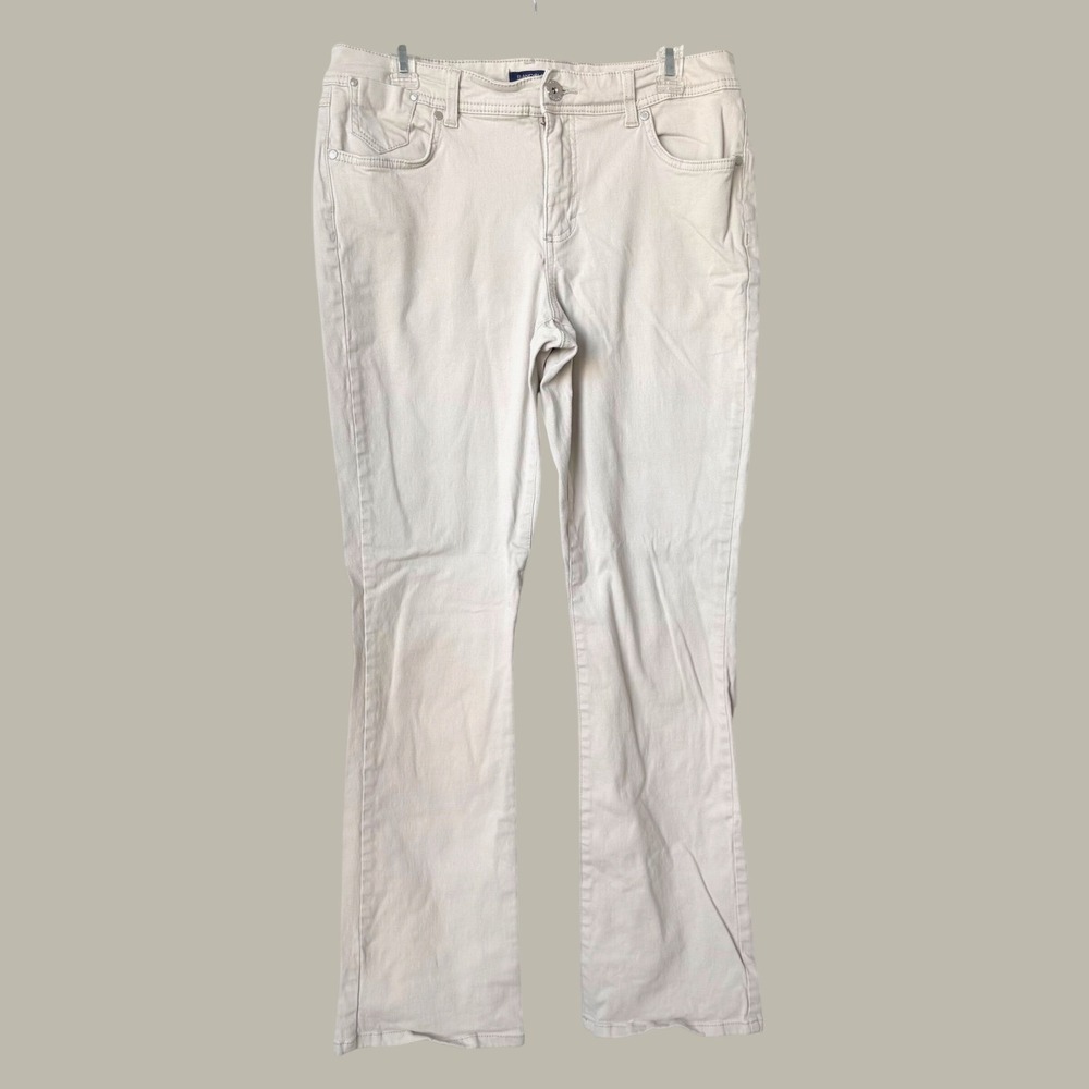 Bandolino Jeans Sheryl Baby Boot Beige Khaki Stretch Pants Womens 12 Mid Rise
